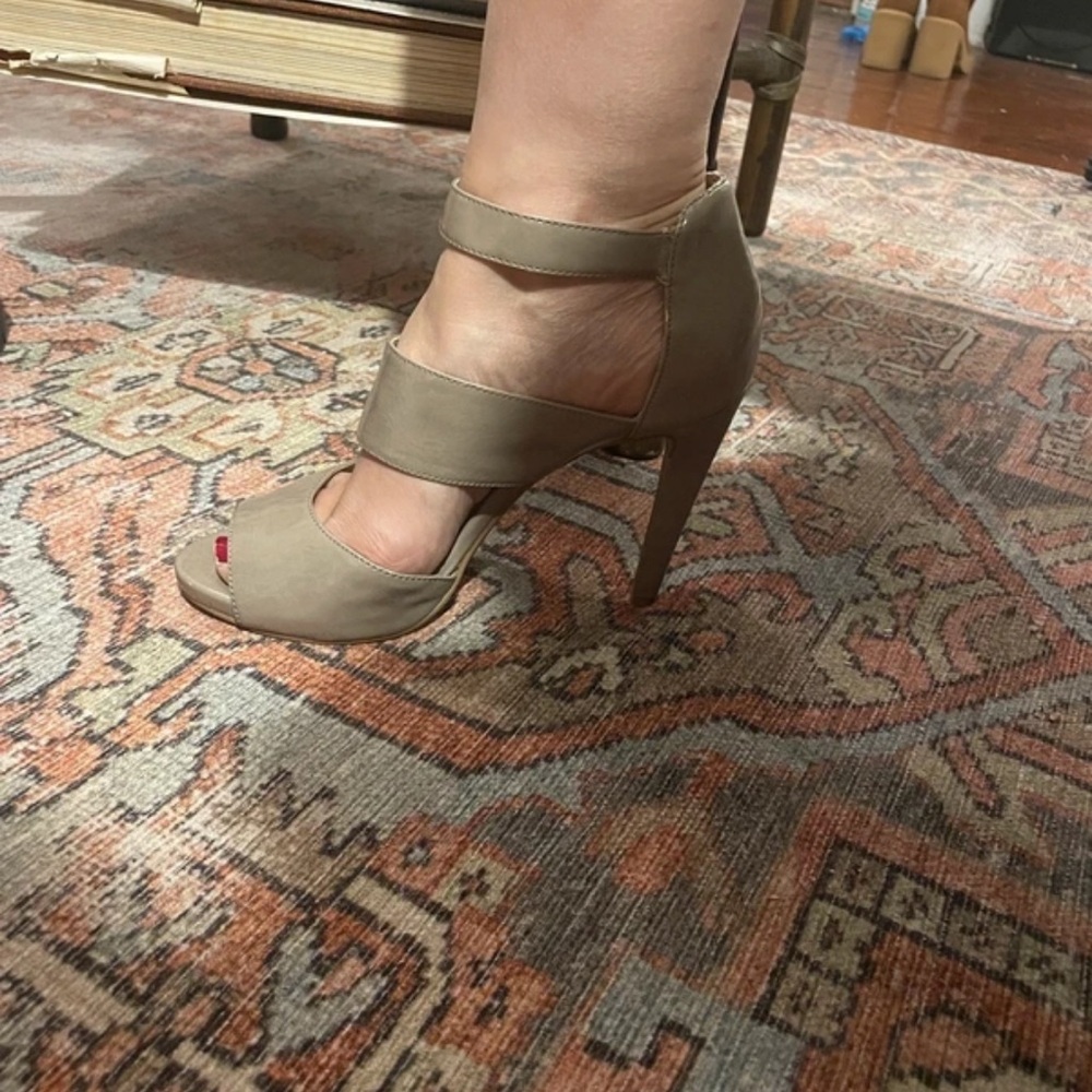 Audrey Brooke Tan Strappy Heels